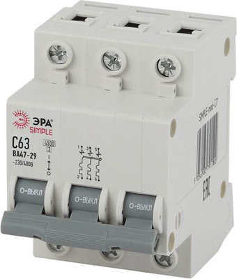 Выключатель автоматический ЭРА Simple-Mod-27 ВА47-29 3P 63А 4.5кА C Б0039244