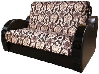 Диван Асмана Виктория 120 с декором 3 (велюр вензель подлокотник кожзам коричневый)