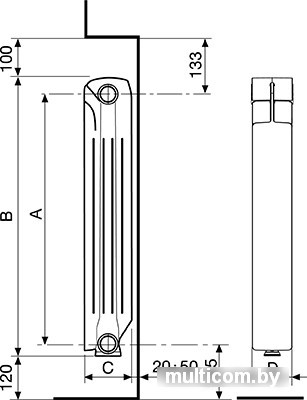 Алюминиевый радиатор Fondital Alternum B4 500/100 V70103408 (8 секций)