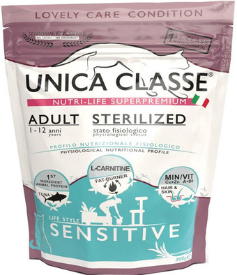 Сухой корм для кошек Unica Classe Lovely Care Condition Adult Sterilized Sensitive Tuna (для стерилизованных кошек с тунцом) 300 г