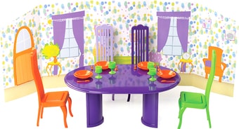 Мебель для кукольного домика Огонек Столовая комната с интерьером С-1483