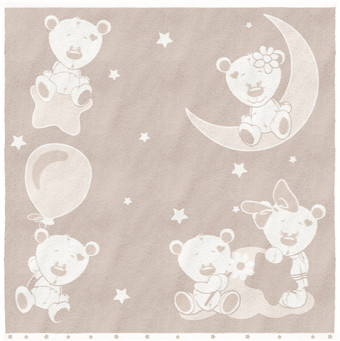 Полотенце Нордтекс Облачко Дружба мишек МХ42 100x100 (бежевый тауп/белый)