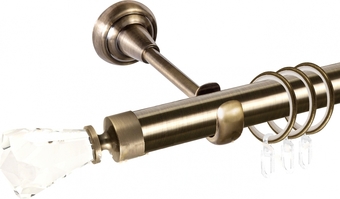 Карниз для штор АС ФОРОС Grace D25Г составной + наконечники Корона (2.8 м, антик)