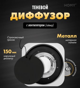 Осевой вентилятор HOMY Air Lite Круглый с таймером AL100BT d150 (черный)