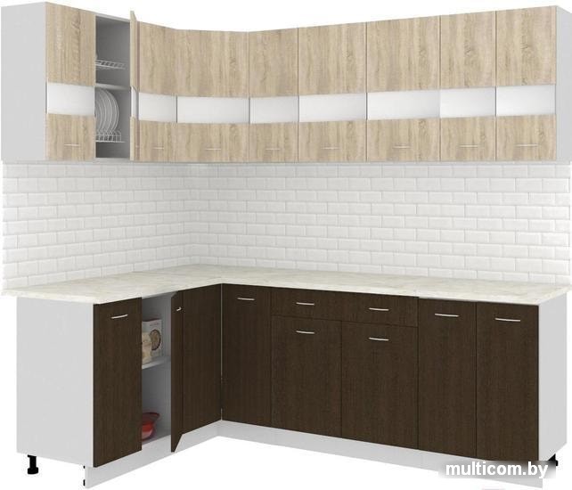 Угловая кухня Кортекс-мебель Корнелия Экстра 1.5x2.3м (дуб сонома/венге ...