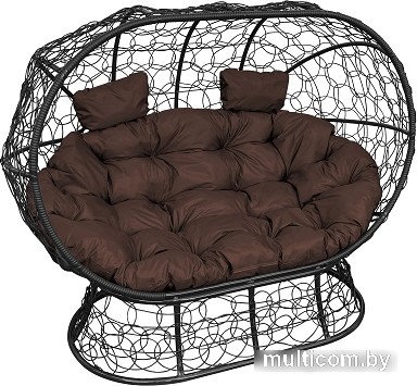 Садовый диван M-Group Лежебока 11190405 (на подставке с черным ротангом/коричневая подушка)