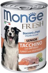 Сухой корм для собак Monge Fresh Chunks in Loaf Senior мясной рулет с индейкой и овощами (400 г)