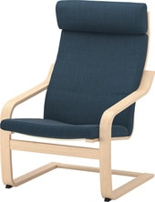 Стул-кресло Ikea Поэнг (дубовый шпон беленый/Хилларед темно-синий) 292.867.66
