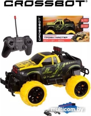 Автомодель Crossbot Джип Трофи Мастер 870597 (черный/желтый)