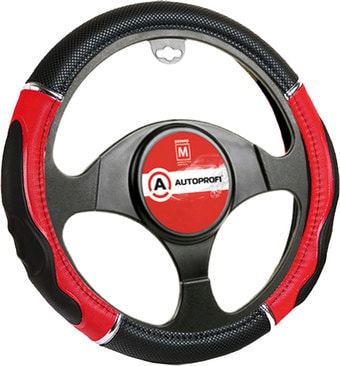 Оплетка на руль Autoprofi GL-1020 BK/RD (M) (черный/красный)