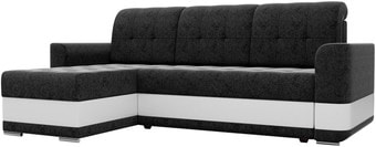 Угловой диван Mebelico Честер 61120 (левый, вельвет черный/экокожа белый)