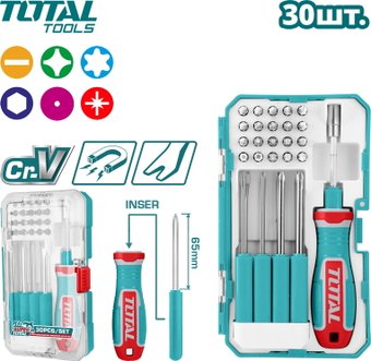 Набор отвертка с битами Total TACSD30306 (30 предметов)