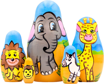Развивающая игра Брестская Матрешка Животные африканской саванны (набор 5 шт)