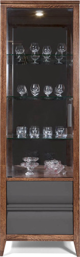 Шкаф-витрина Гомельдрев ГМ 1621Е-01 Дуб (антрацит/табак)