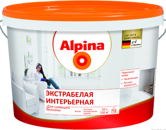 Краска Alpina Экстрабелая интерьерная 5 л (белый)