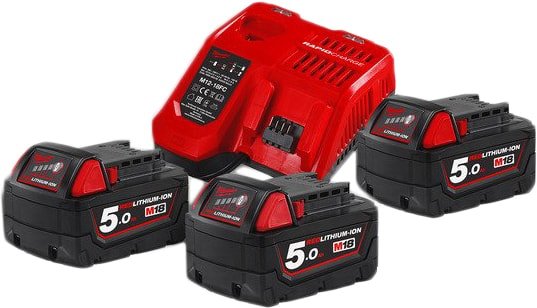 Аккумулятор с зарядным устройством Milwaukee M18 NRG-503 (18В/5 Ah + 12-18В)