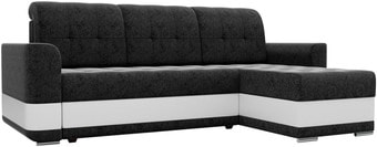 Угловой диван Mebelico Честер 61120 (правый, вельвет черный/экокожа белый)
