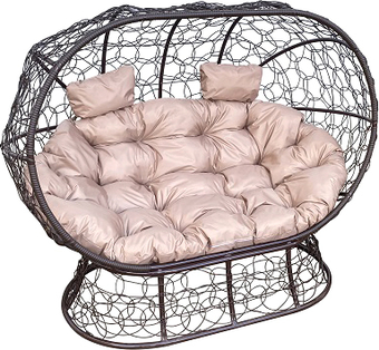 Садовый диван M-Group Лежебока 11190201 (на подставке с коричневым ротангом/бежевая подушка)