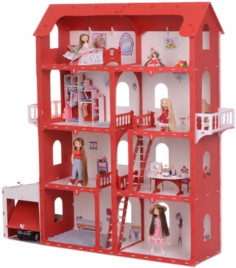 Krasatoys Коттедж Александра с мебелью 000252 (белый/красный)