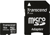 Карта памяти Transcend microSDHC (Class 10) UHS-I 16GB + SD адаптер (TS16GUSDHC10U1)