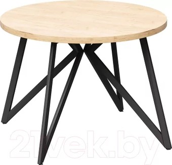 Кухонный стол Millwood Женева 2 Л D100 100x100x75 (дуб золотой Craft-металл черный)