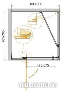 Душевой уголок Cezares SLIDER-AH-1-90-70/80-C-NERO