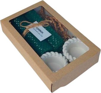 Подарочный набор Вендитио Ozarich Сувенирный с 2-мя свечами и подсвечниками Г3 (зеленый)