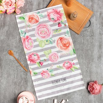 Полотенце Этель Пионы 7599088 (белый/розовый/серый)