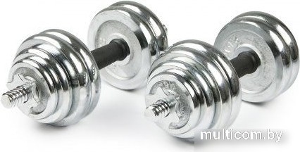 Набор гантелей с соединительным грифом Atlas Sport хромированных в чемодане 20 кг (2x10 кг)