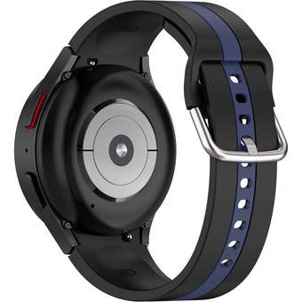 Ремешок Rumi Sport Line силиконовый для Samsung Galaxy Watch4/5 (20 мм, черный/синий)