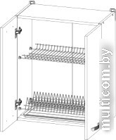 Шкаф навесной Anrex Alesia для сушки посуды 2D/60-F1 (серый/дуб анкона)