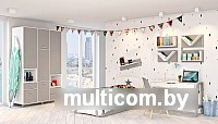 Шкаф распашной Polini Kids Mirum 2330 трехсекционный (белый/серый)
