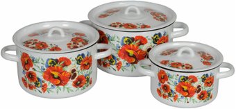 Набор кастрюль СтальЭмаль Маки мечта 1с33