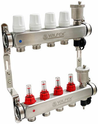 Запорная арматура Valfex Коллекторная группа с регулирующими клапанами и расходомерами VF.586.0605 (5 контуров)