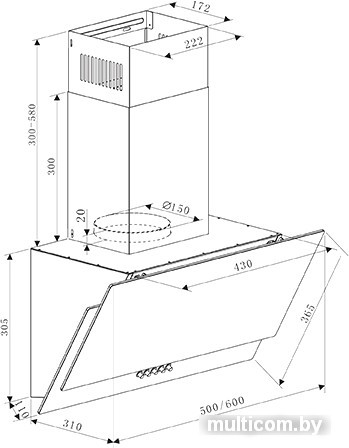 Кухонная вытяжка Oasis NС-60W (A)
