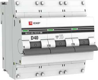 Выключатель автоматический EKF PROxima ВА 47-100 3P 40A (D) 10kA mcb47100-3-40D-pro