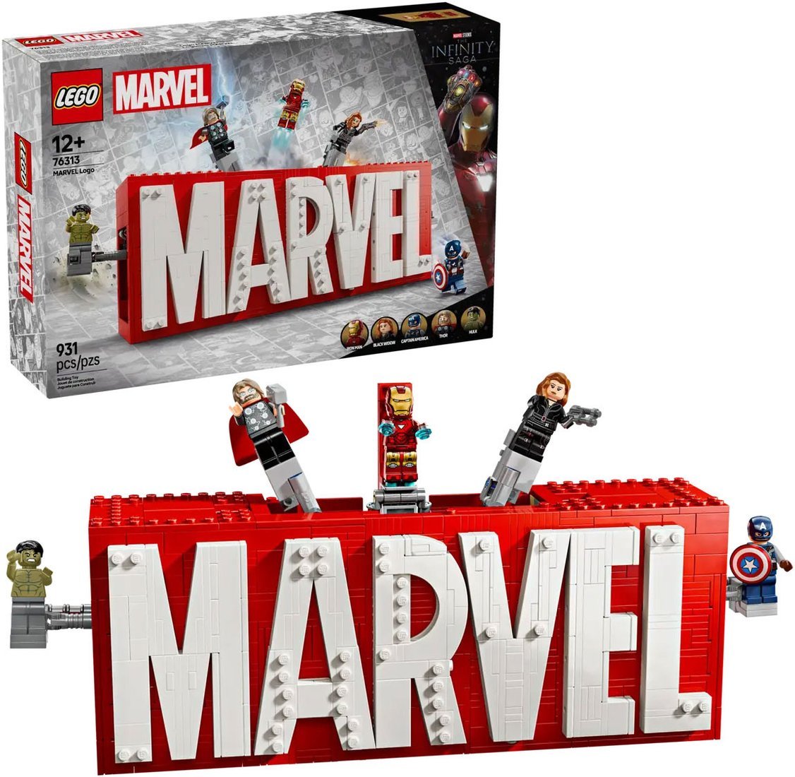 Конструктор LEGO Marvel 76313 Логотип MARVEL с минифигурками