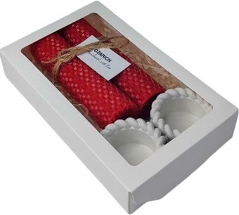 Подарочный набор Вендитио Ozarich Сувенирный с 2-мя свечами и подсвечниками Г2 (красный)