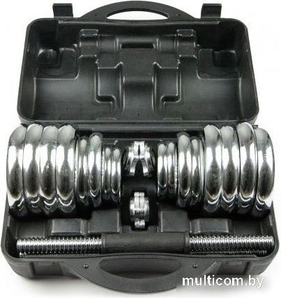 Набор гантелей с соединительным грифом Atlas Sport хромированных в чемодане 20 кг (2x10 кг)