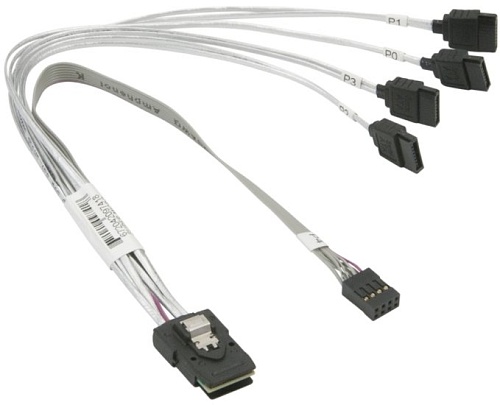 Supermicro MiniSAS - 4 SATA CBL-0118L-03 (0.25 м, белый)
