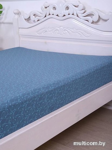 Постельное белье Luxsonia Трикотаж на резинке 120x200 1393 (вензель синий)