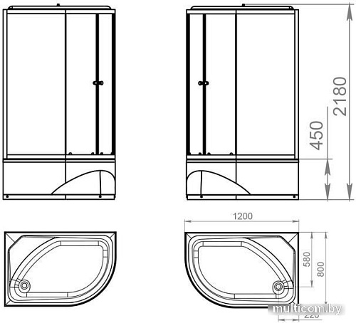 Душевая кабина Domani-Spa Delight 128 High 120x80 L (черный/тонированное)