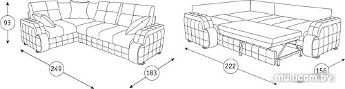 Угловой диван Нижегородмебель Николь ТД 835 угловой (лаунж 13)