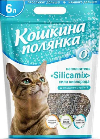 Наполнитель для туалета Кошкина Полянка Silicamix Сила кислорода 12 л