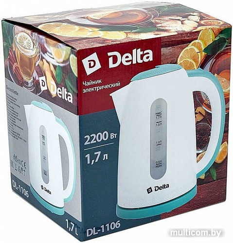 Электрочайник Delta DL-1106 (белый/мятный)