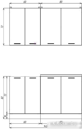 Готовая кухня ЭлиГард Lion 1.4 (сосна каньон/королевский опал)