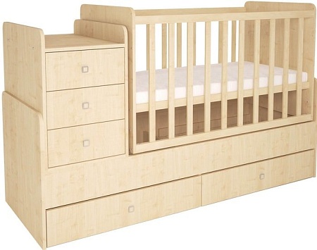 Детская кроватка Polini Kids Simple 1100 с комодом (натуральный)