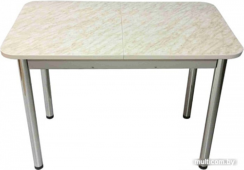 Обеденный стол Solt Мила 3 (мрамор белый/ноги круглые хром)