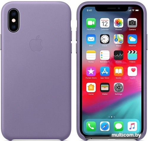 Чехол Apple Leather Case для iPhone XS (лиловый)