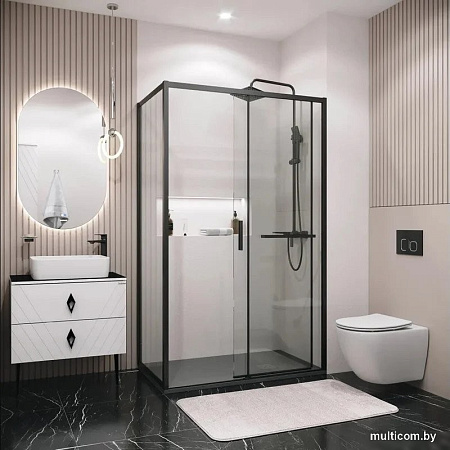 Душевая стенка Grossman Style 90x195 200.K33.05.90.21.00 (черный матовый, стекло прозрачное)